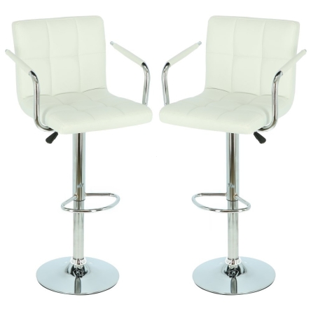 Krzesło obrotowe hoker barowy z oparciem kolor biały