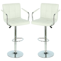 Krzesło obrotowe hoker barowy z oparciem kolor biały