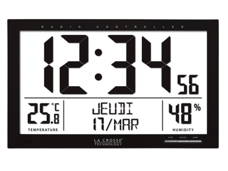 Zegar ścienny lub stołowy wyświetla kalendarz temperaturę sygnał radiowy
